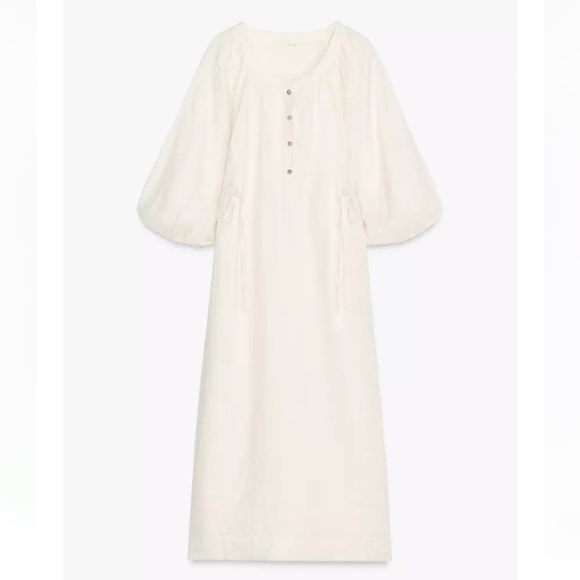 Zara Cream 100% Linen Tunic Dress - Picture 2 of 14